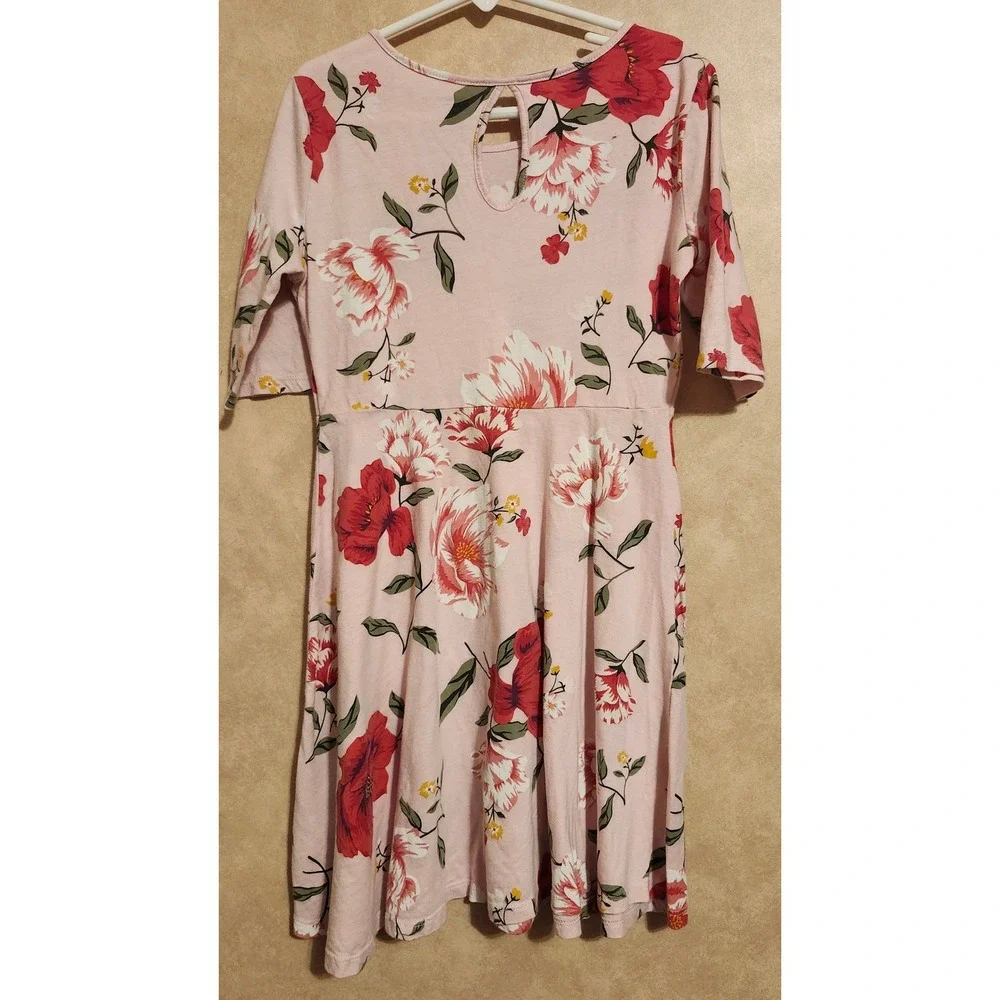 Old Navy‎ Girls Pink Floral Fit and Flare Dress Short Sleeve Size M 8 Cotton